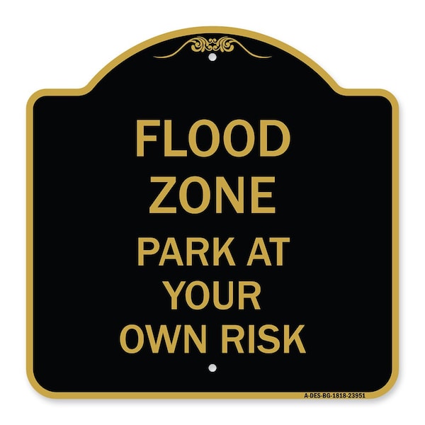 Designer Series Sign-Flood Zone, Black & Gold Aluminum Architectural Sign, 18" x 18", BG-1818-23951